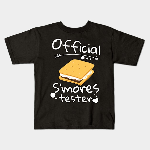 Official Girls S'mores Tester Camping Gift Product Camp Print Kids T-Shirt by Linco